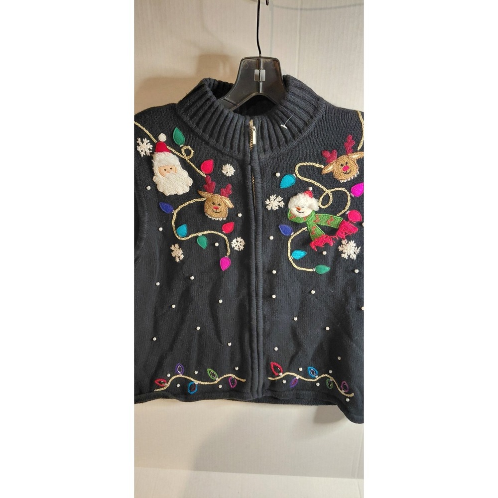 Vintage Hamshire Studio Snow Size PXL Holiday Ugly Sweater‎ Vest 90s Embroidered